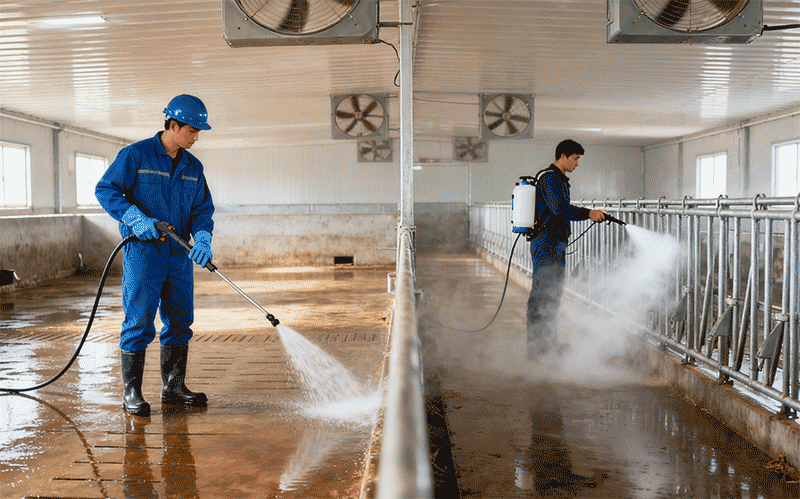 生猪出圈后清洁卫生的场景