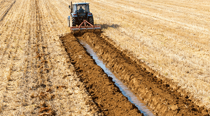 稻茬麦区开沟排水作业