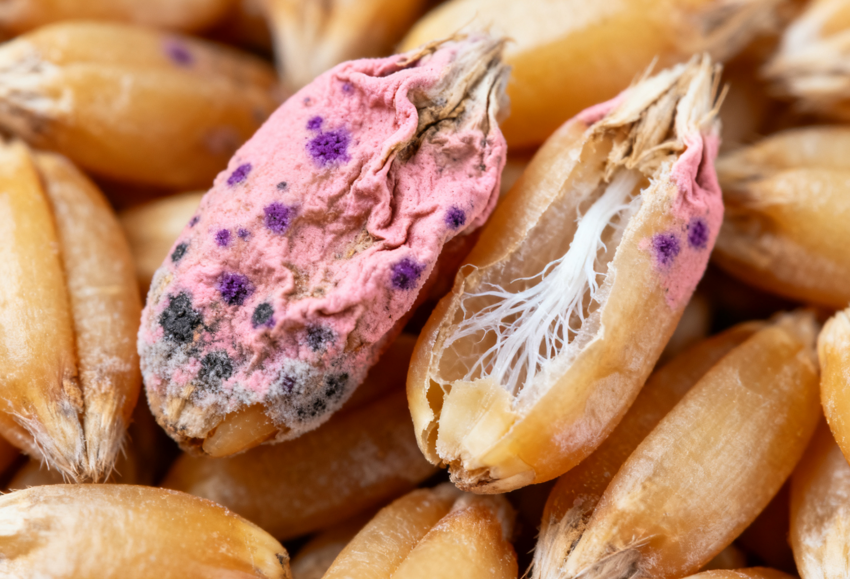 小麦赤霉病病粒特写近景