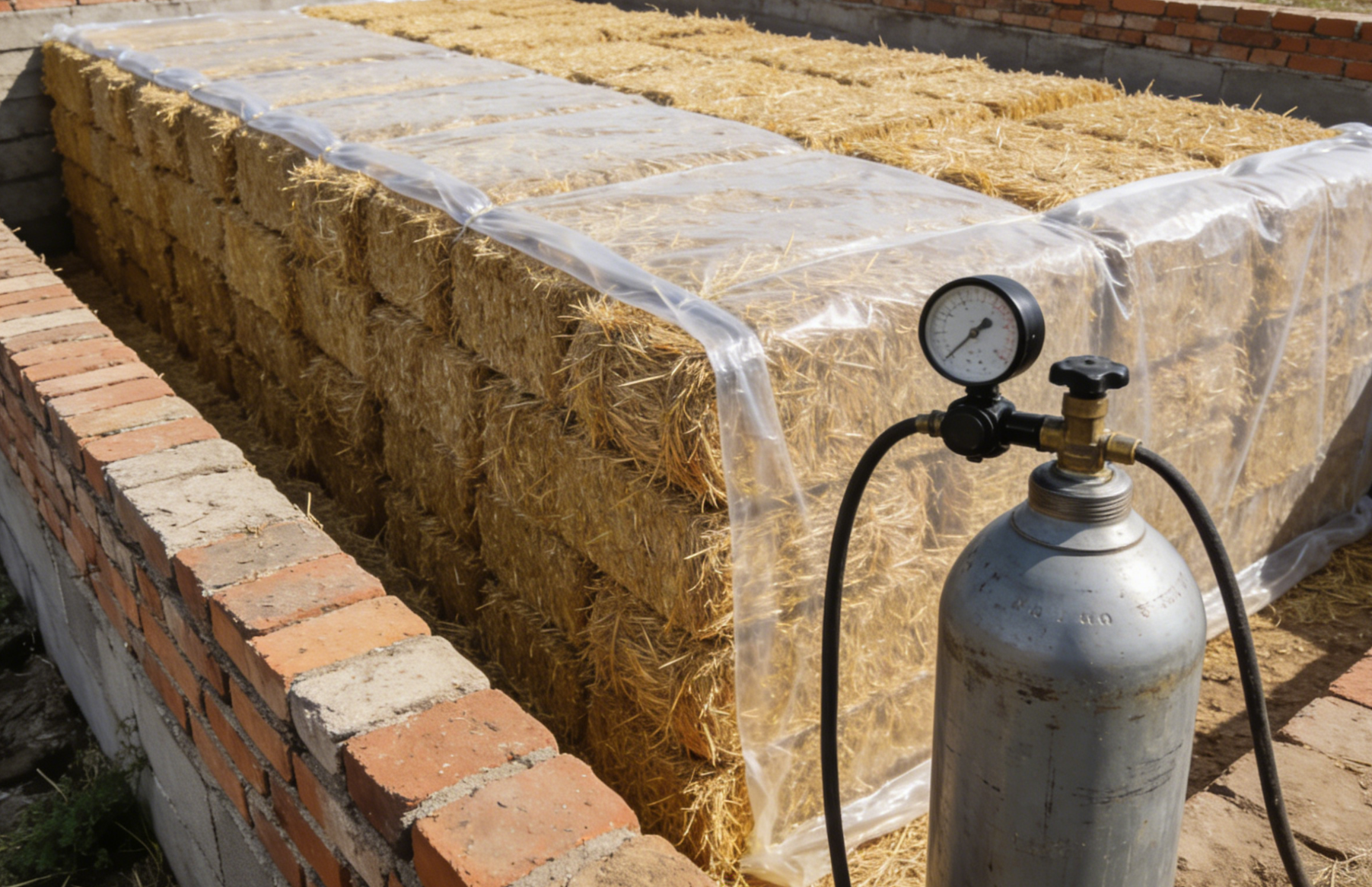 砖砌氨化池秸秆密封处理远景