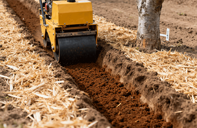 施肥后土壤镇压与秸秆覆盖近景