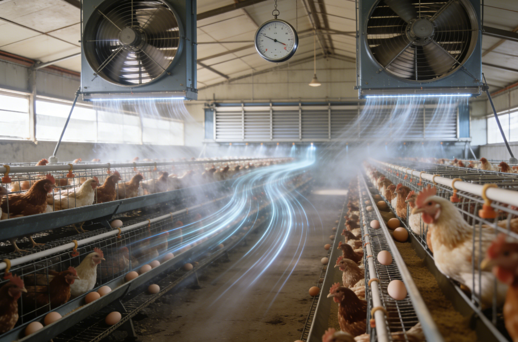 蛋鸡舍纵向通风系统运行远景