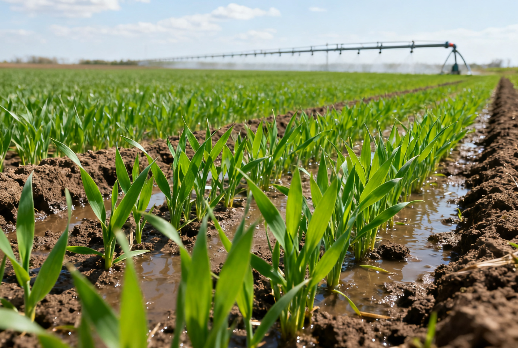 小麦三叶期的农田