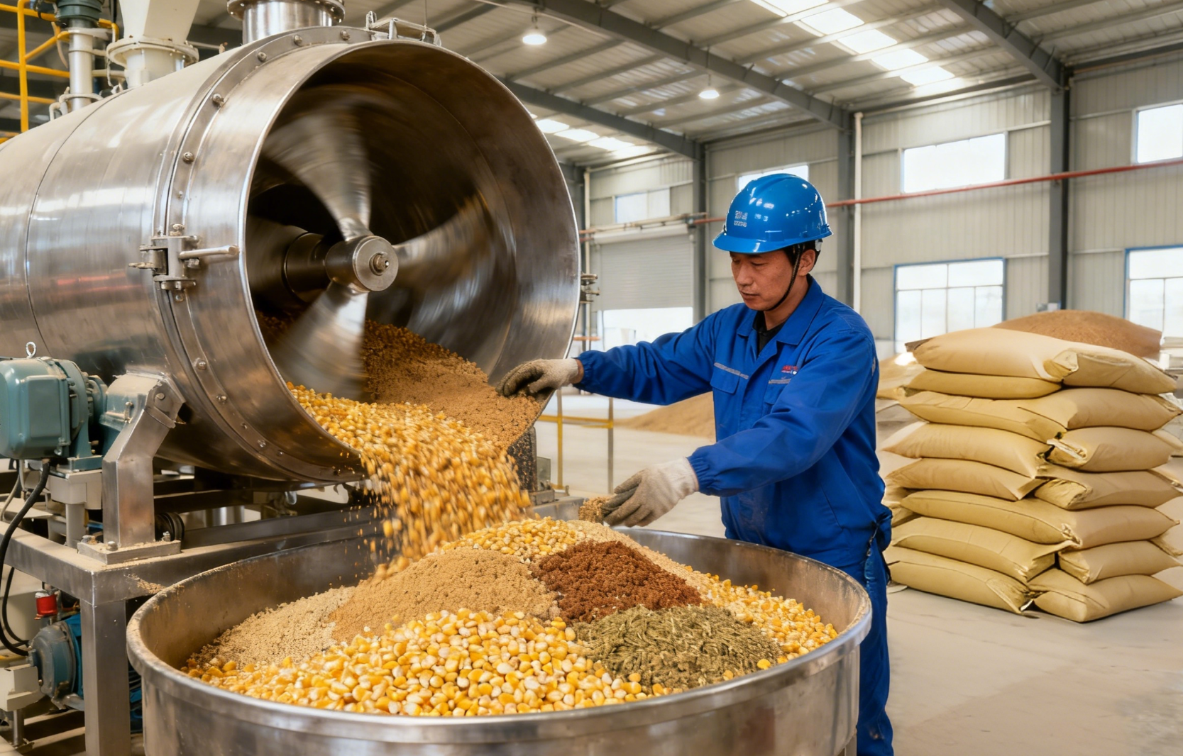 自制生猪饲料的画面