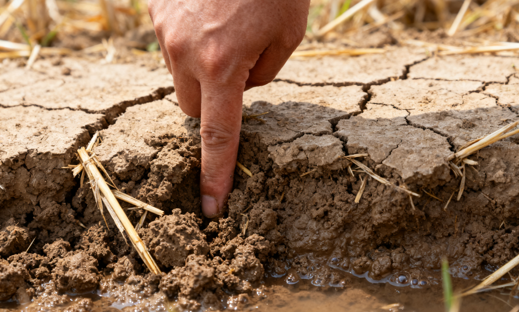 稻茬麦区排水后晒田