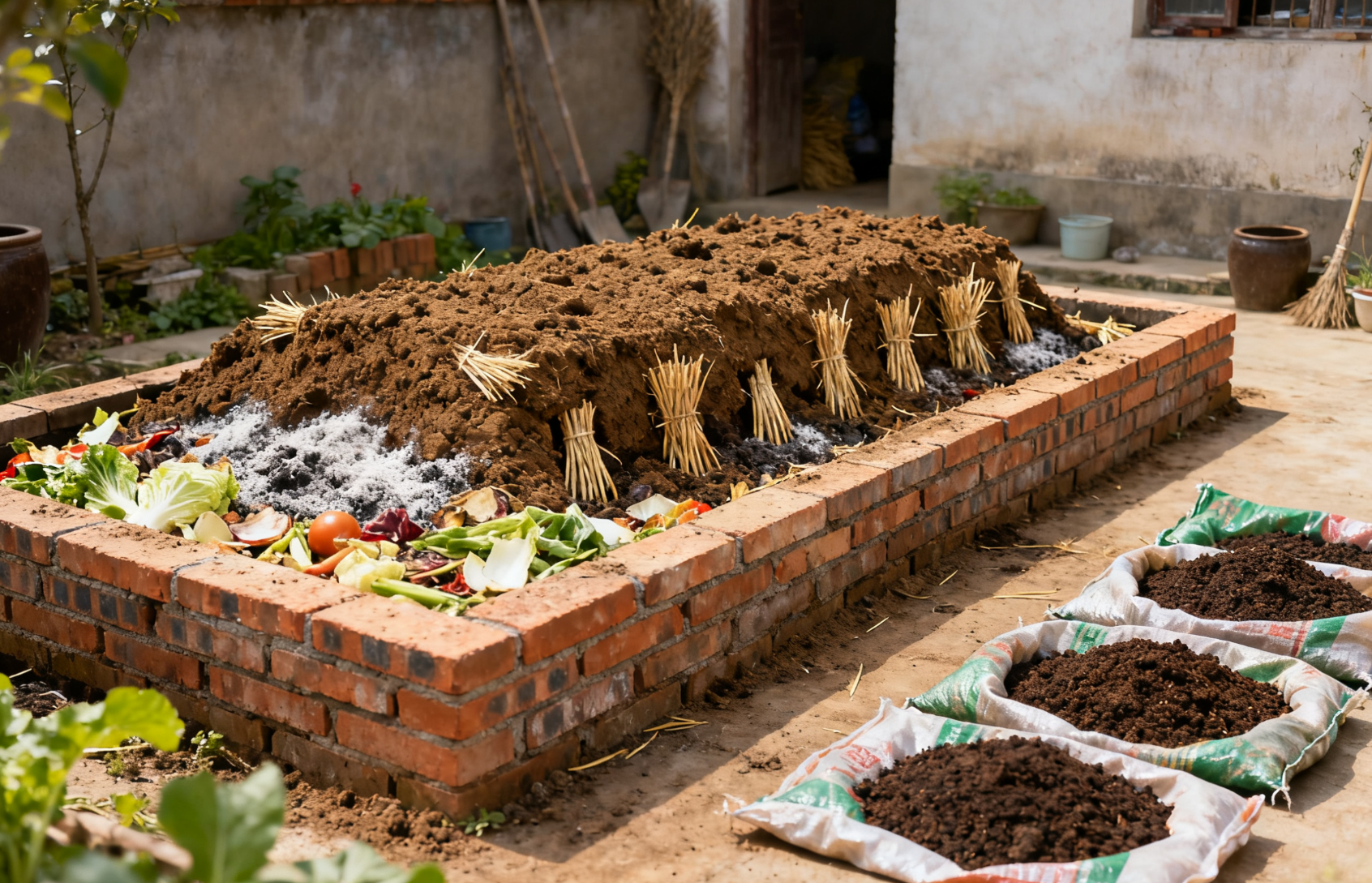 有机肥腐熟标志,松散无异味堆肥特写