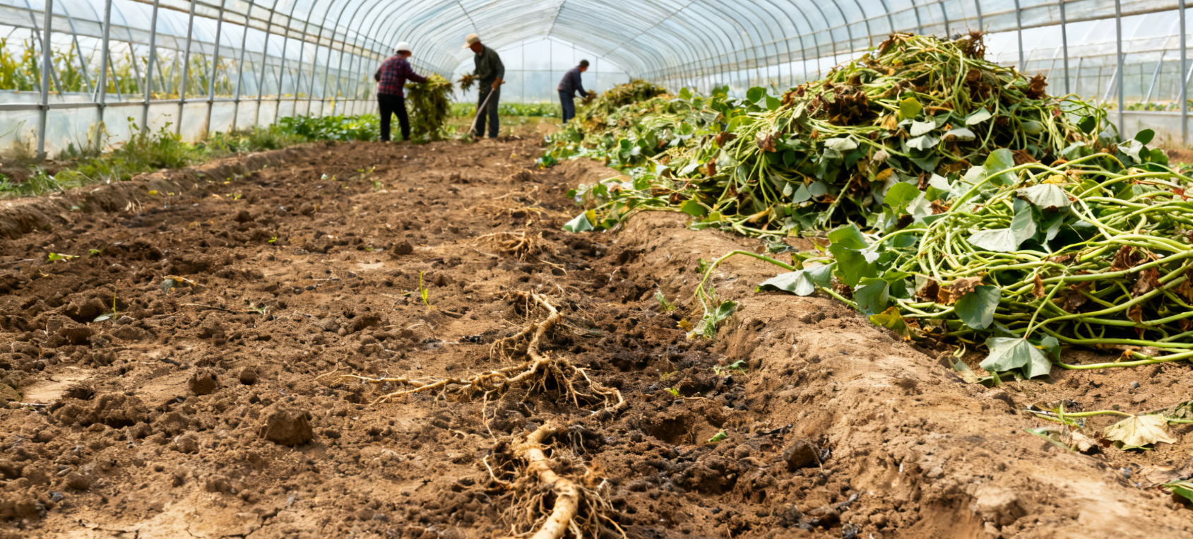 农户在拉秧清田