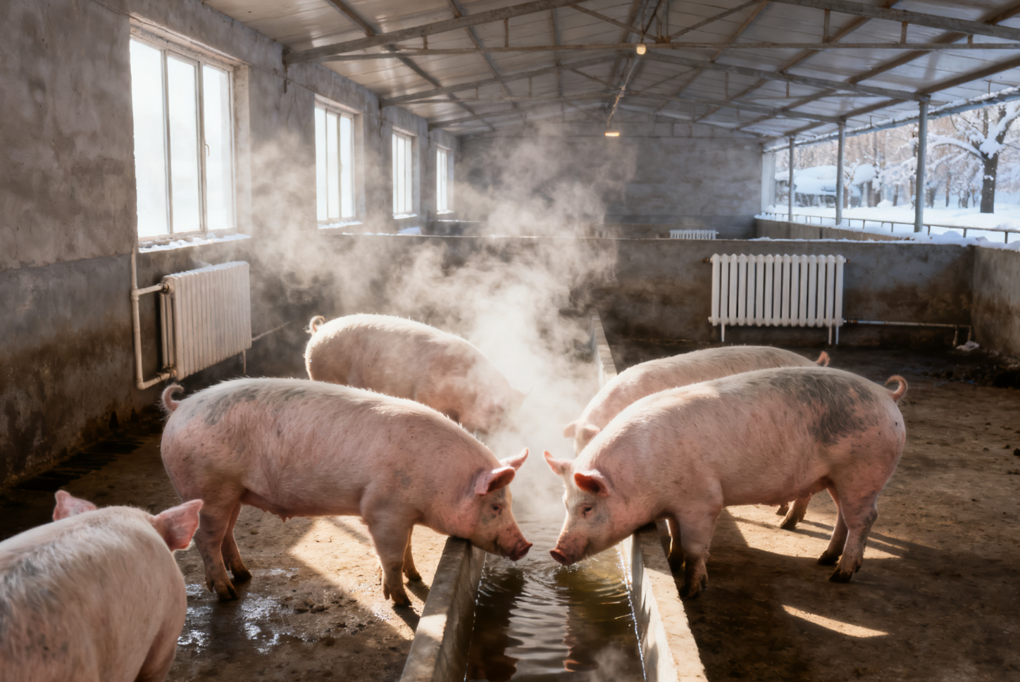 肉猪喝热水远景