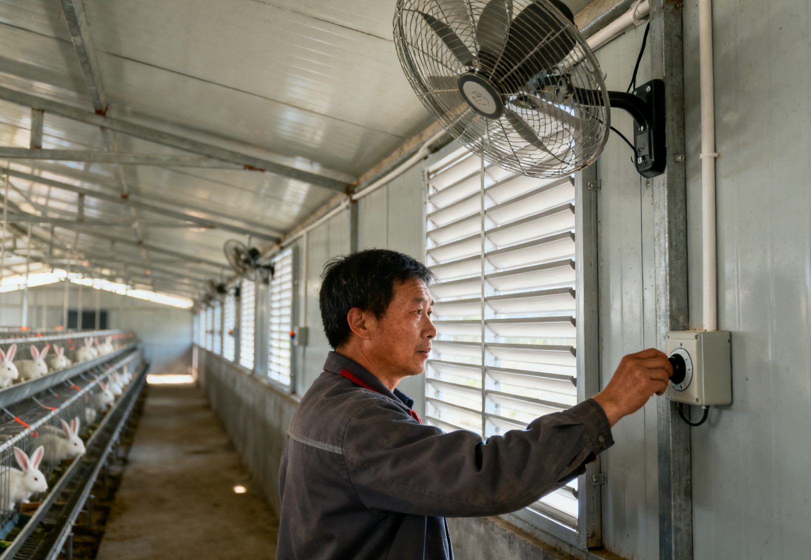 兔舍顶部通风系统调节远景