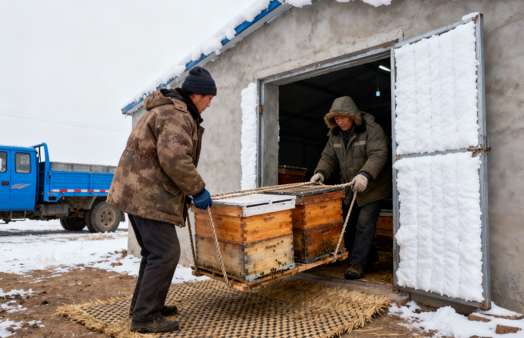 北方严寒地区，如何将蜂群移入黑暗、温湿度可控的室内进行越冬，并定期检查？